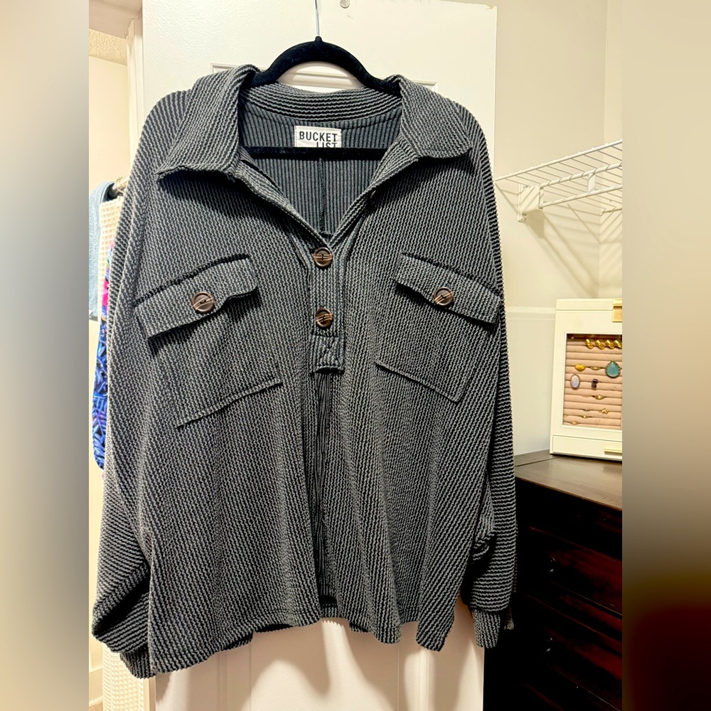 Bucket List Over-sized grey sweater